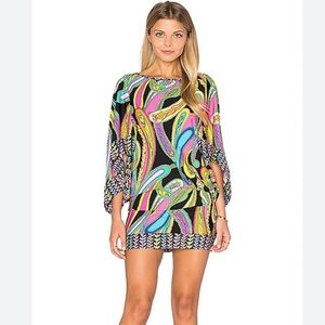 Trina Turk Garden Bloom Tunic Swim Cover Caftan Size Large Dress